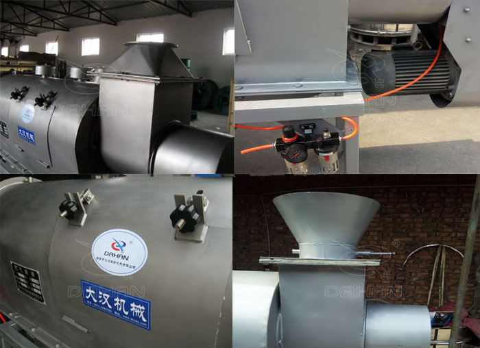 氣旋篩：電機(jī)，進(jìn)料口，氣壓裝置等特寫圖片