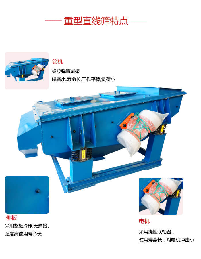 重型直線篩：篩機(jī)，側(cè)板，電機(jī)展示圖