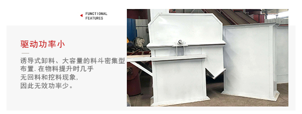 TD型斗式提升機驅(qū)動力小，無回料等特點展示圖。